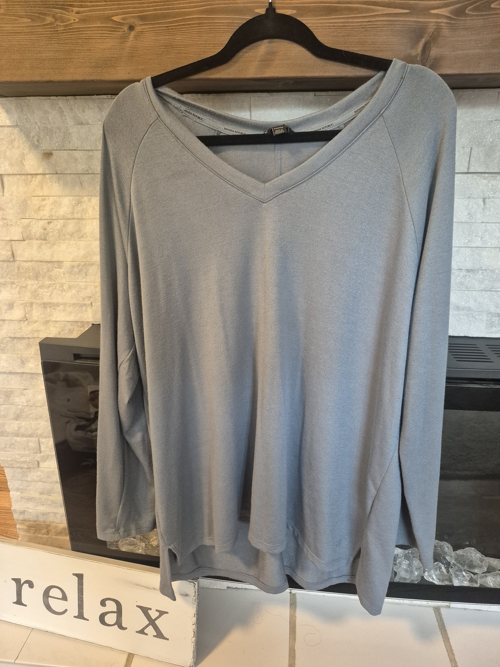 Banana Republic Light Blue V-Neck Long Sleeve Top